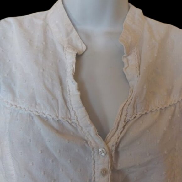 White Cotton Blouse Size Large - Picture 2 of 2